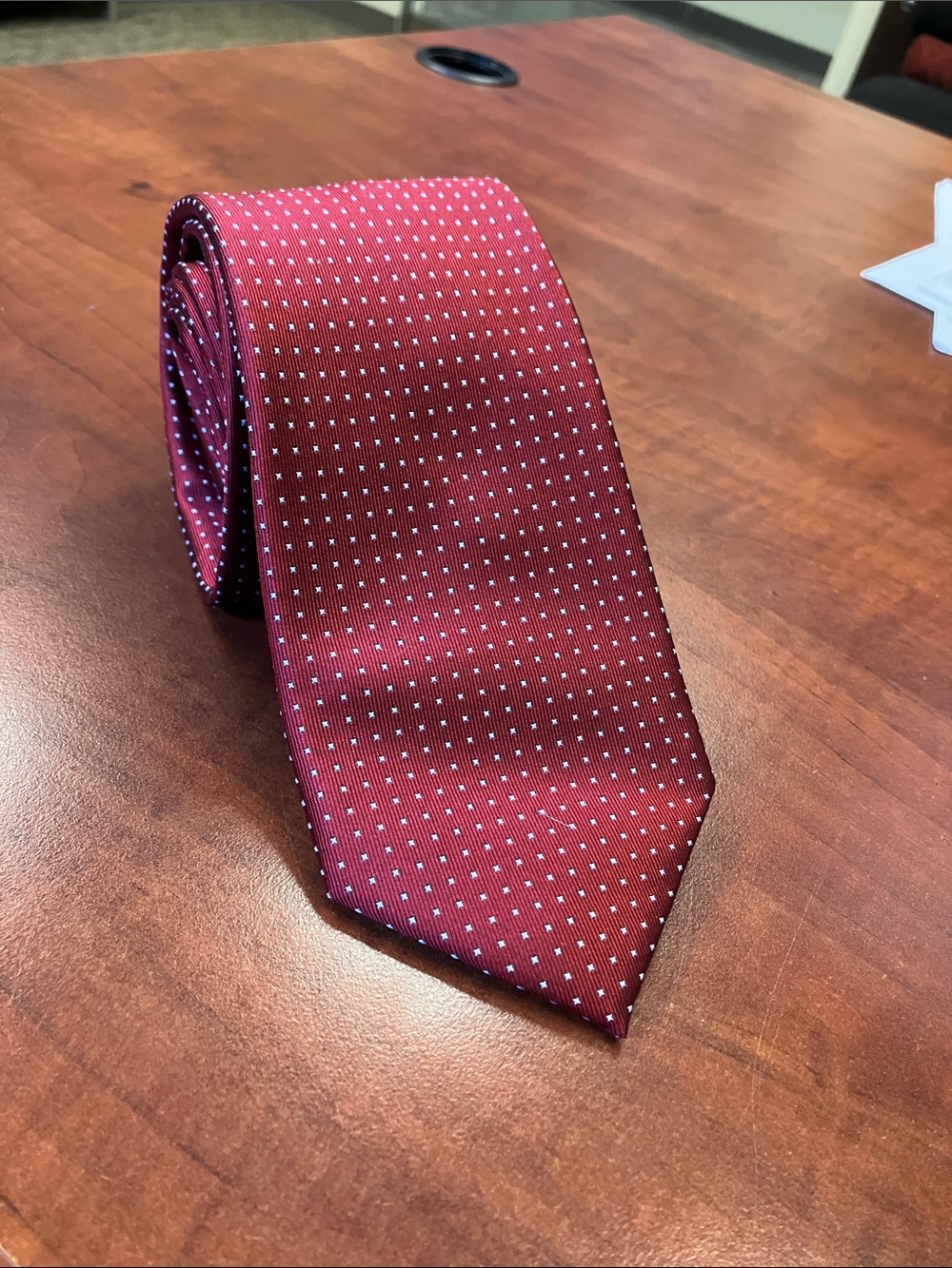 ENRO Men’s Red Silk Polka Dot Tie